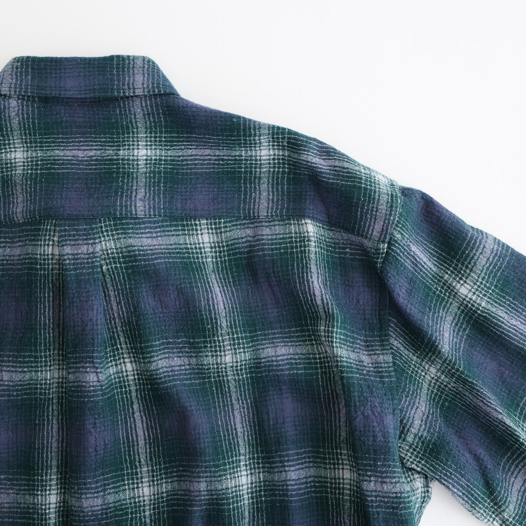 AIRY WOOL CHECK SHIRT #FOREST GREEN × NAVY [A25AS01WN]