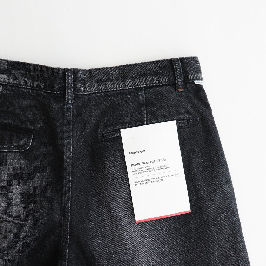 Selvage Denim Two Tuck Pants #BLACK_DARK FADE [GU253-40061DB]