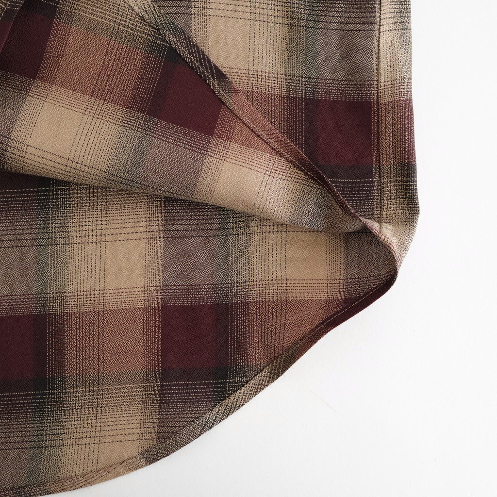 PLAID OPEN COLLOR SHIRTS #WINE RED [25330501]