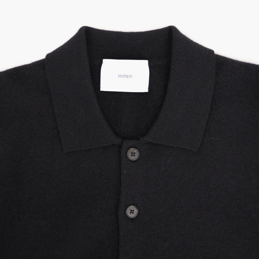 PURE CASHMERE KNIT POLO LS #BLACK [ST.1630]
