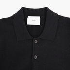 PURE CASHMERE KNIT POLO LS #BLACK [ST.1630]