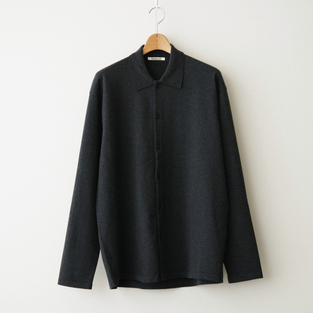 HIGH TWIST WOOL KNIT SHIRT CARDIGAN #CHARCOAL [A26AC01CK]