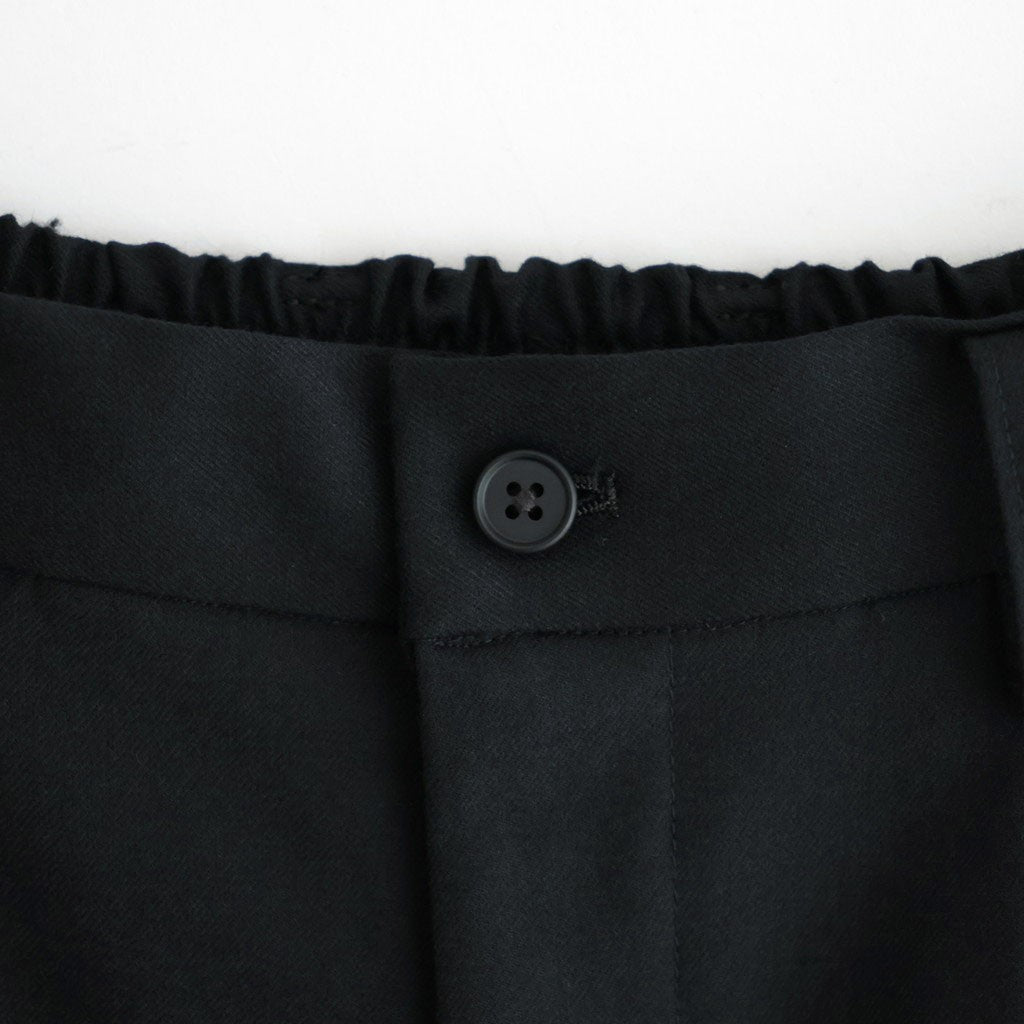 WOOL FLANNEL EASY WIDE TROUSERS #BLACK [ST.1609]