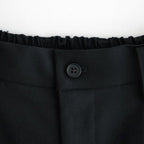 WOOL FLANNEL EASY WIDE TROUSERS #BLACK [ST.1609]
