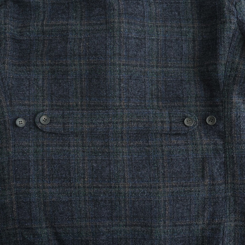 エステルウールチェック×カウレザー 3Bジャケット #NAVY [WR-J009-051]