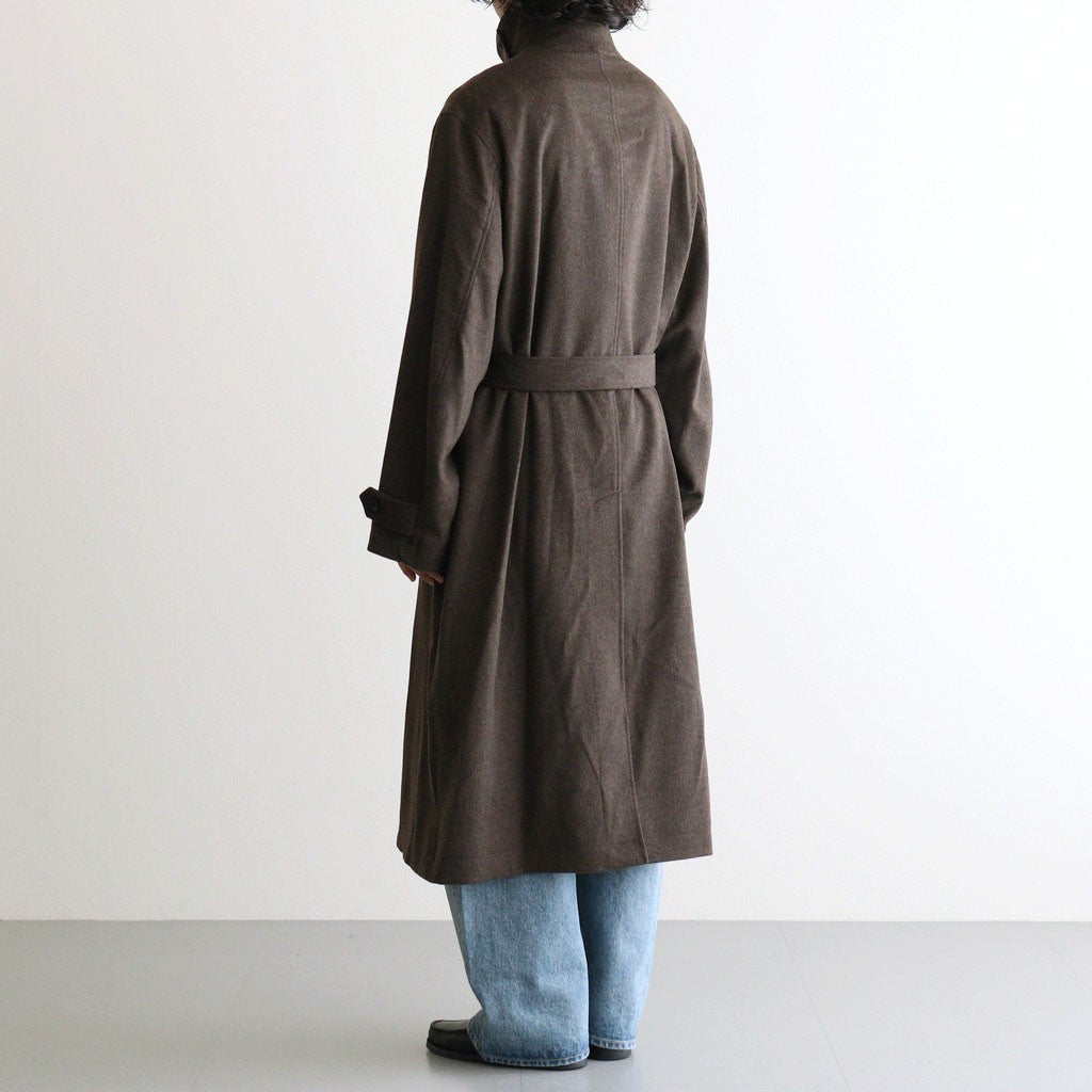WOOL DOESKIN OVERSIZED INVESTIGATED COAT #GREY BROWN [ST.1531]