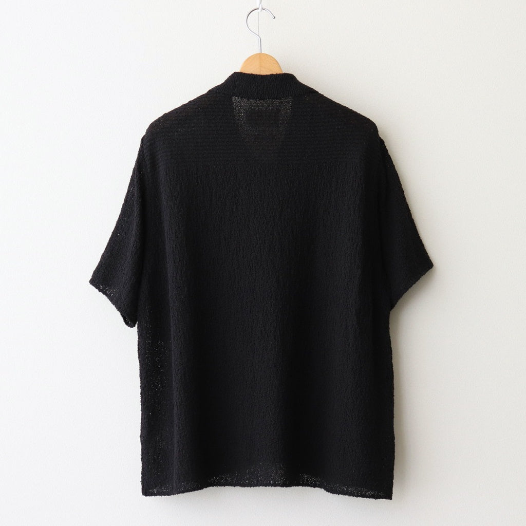 COTTON SHEER KNIT OPEN COLLAR SHIRT #BLACK [YK25SS0964S]