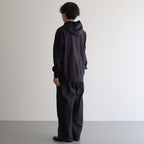 綿裏毛×エステル綿タフタ ジップパーカー #BLACK [HN-T011-051]