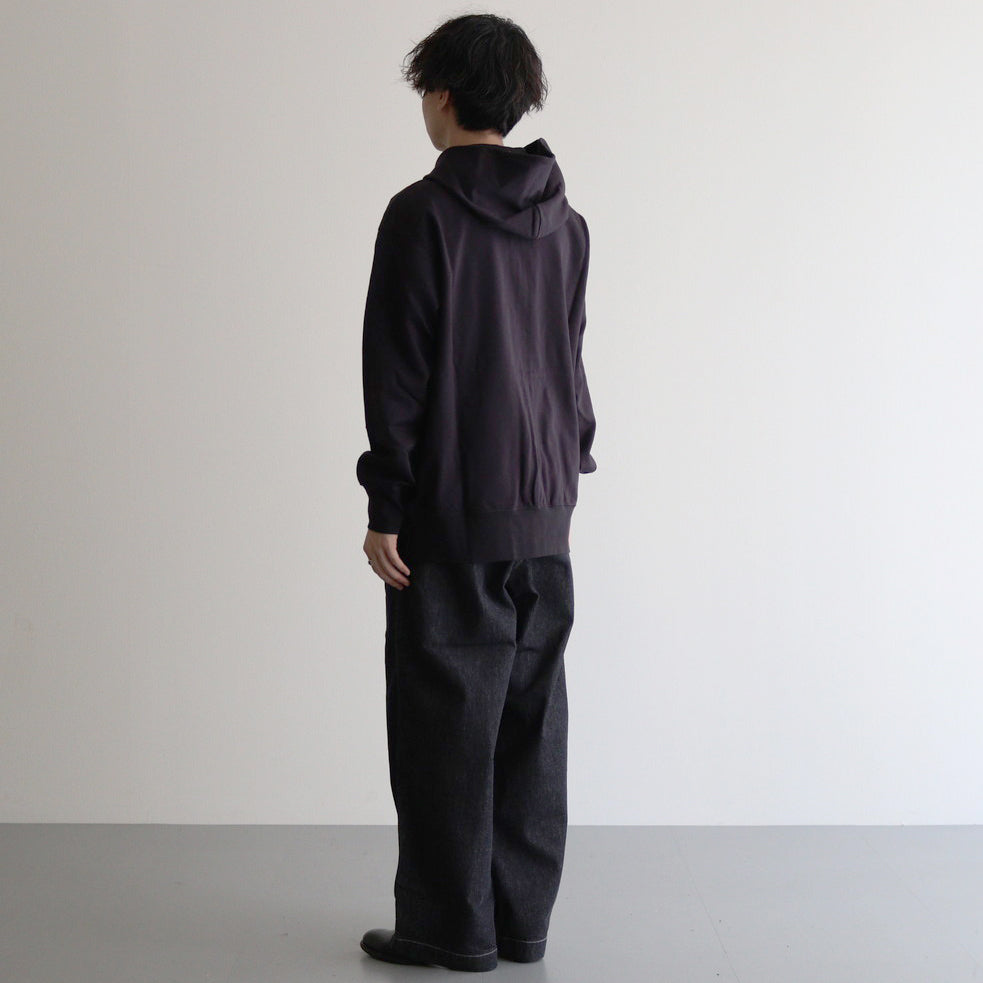 綿裏毛×エステル綿タフタ ジップパーカー #BLACK [HN-T011-051]