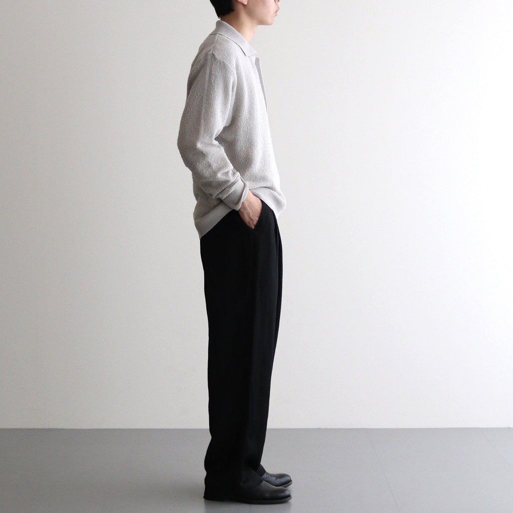 VIS/LI TWILL WIDE EASY TROUSERS #BLACK [ST.1156]