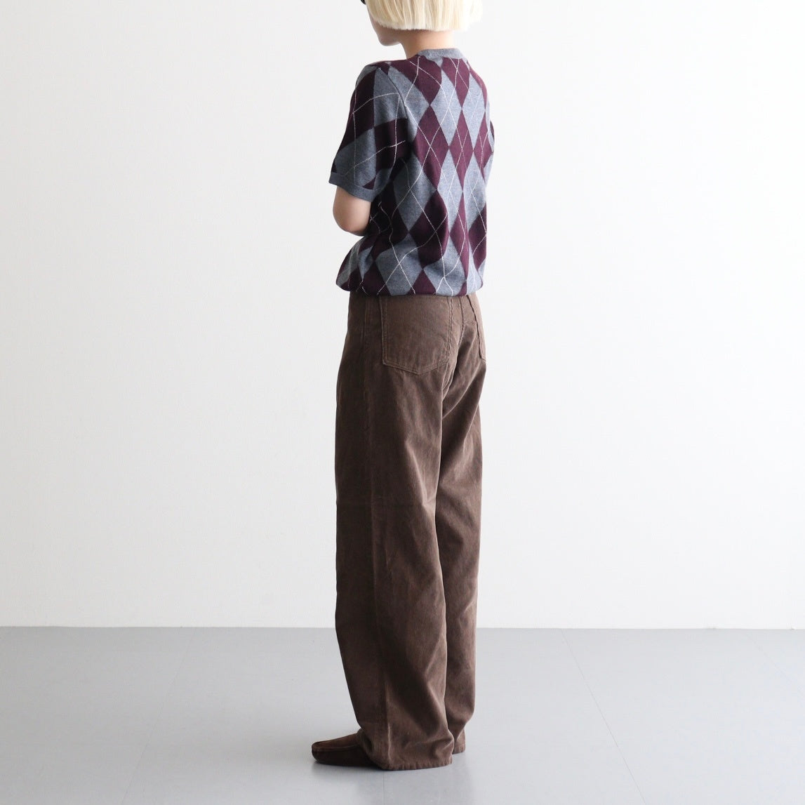 Argyle Short Sleeve #GREY×BORDEAUX [I26AW-K6]