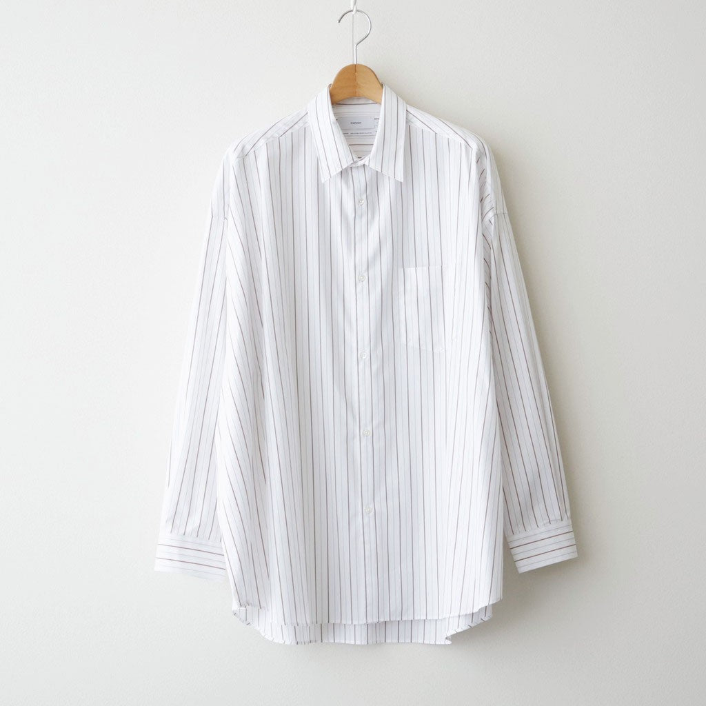 SIDOGRAS Brown Stripe L/S Oversized Regular Collar Shirt #WHITE [GM263-50345]