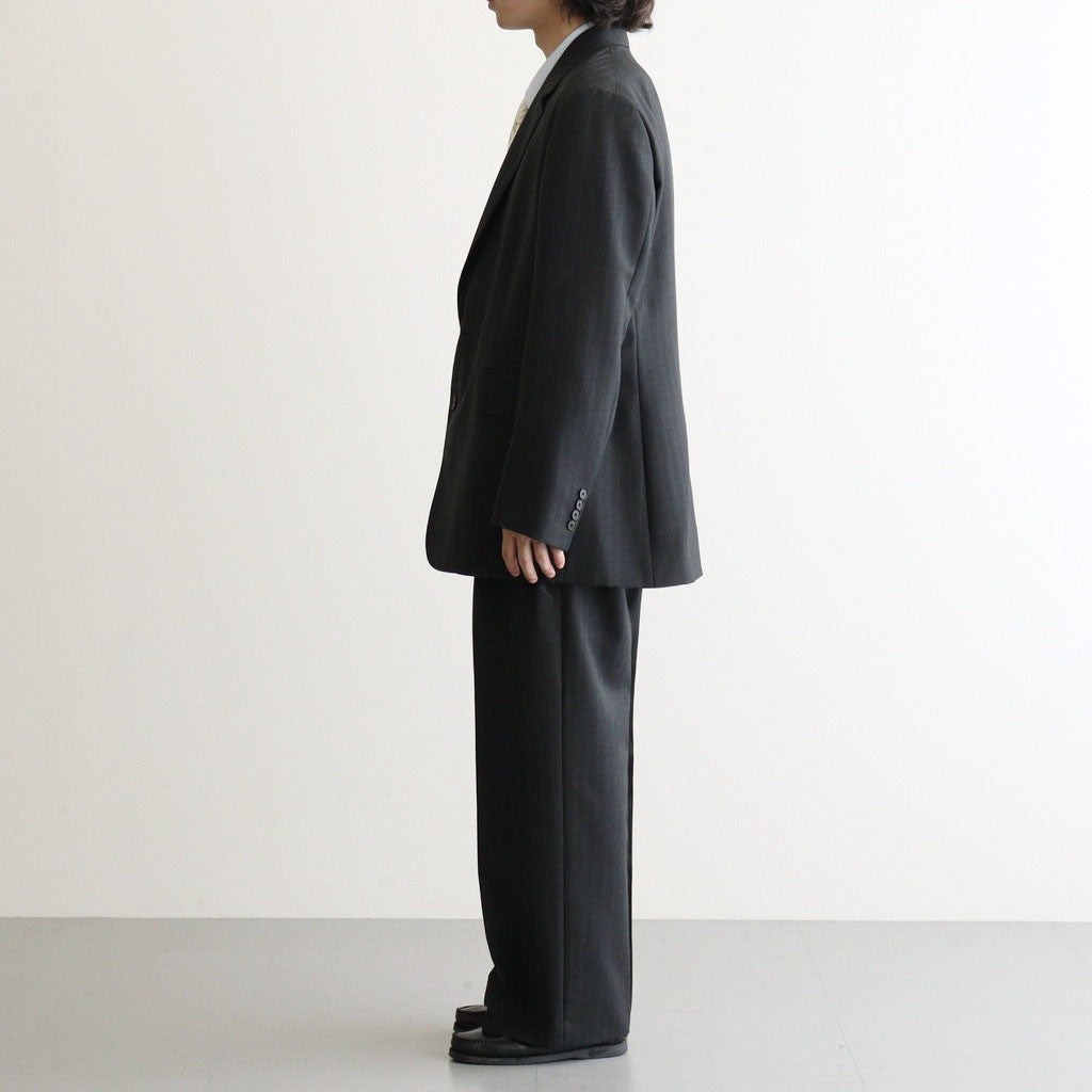 BLUEFACED WOOL TWO-TUCK SLACKS #CHARCOAL NAVY STRIPE [A26AP04BS]