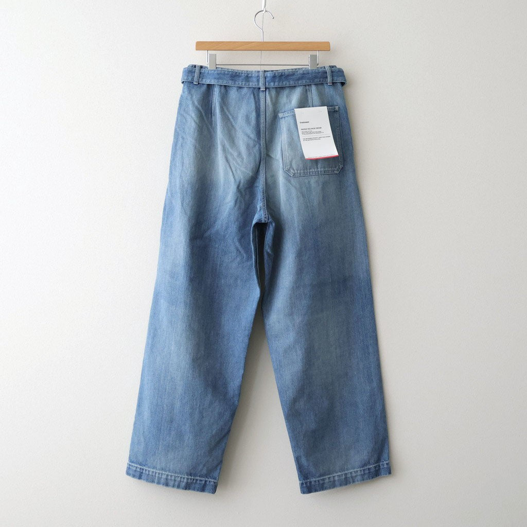 Selvage Denim Belted Pants #INDIGO_LIGHT FADE [GU261-40064LB]