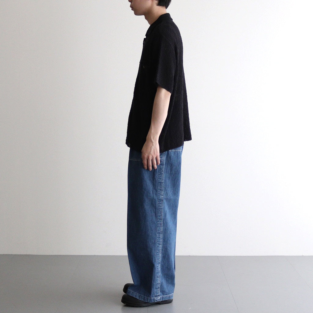 COTTON SHEER KNIT OPEN COLLAR SHIRT #BLACK [YK25SS0964S]