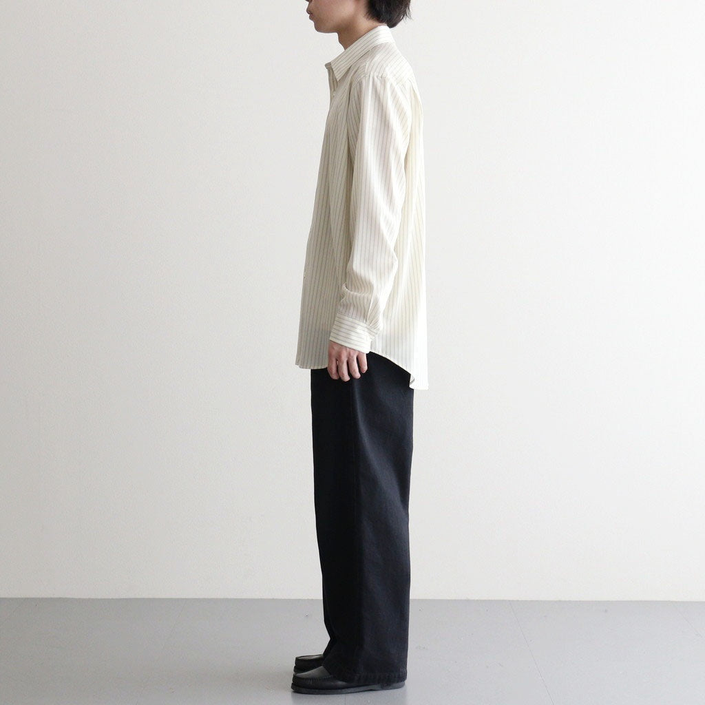 SUPER FINE WOOL STRIPE SHIRT #IVORY WHITE STRIPE [A26SS01WW]