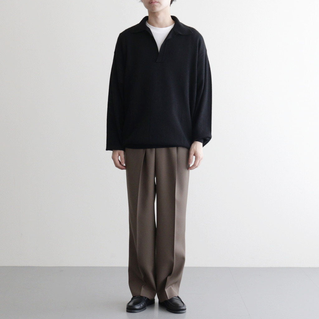 SUPER FINE CASHMERE SILK KNIT SKIPPER POLO #BLACK [A26SP02SC