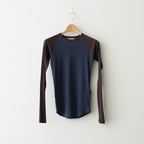 SUPER HIGH GAUGE SHEER RIB RAGLAN P/O #NAVY × DARK BROWN [A26SP06HF]