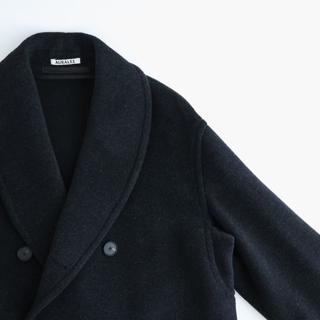 WOOL HERRINGBONE SHAWL COLLAR COAT #DARK CHARCOAL [A26AC02WH]