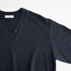 SILK SUEDE KNIT V NECK PULLOVER #NAVY [KRAGLW0312]