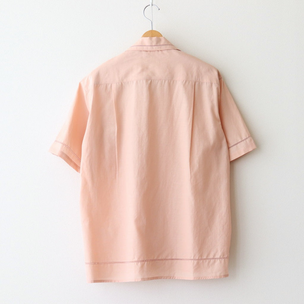 EMBROIDAREY OPEN COLLAR SHIRT #PINK [YK25SS0938SH]