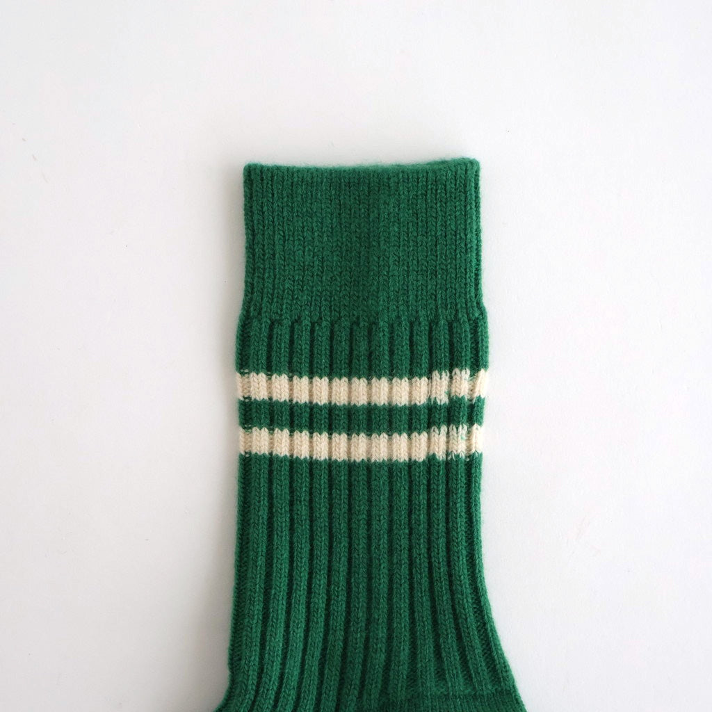 MERINO LAMBS WOOL STRIPE SOCKS #GREEN [R1489-AW25]