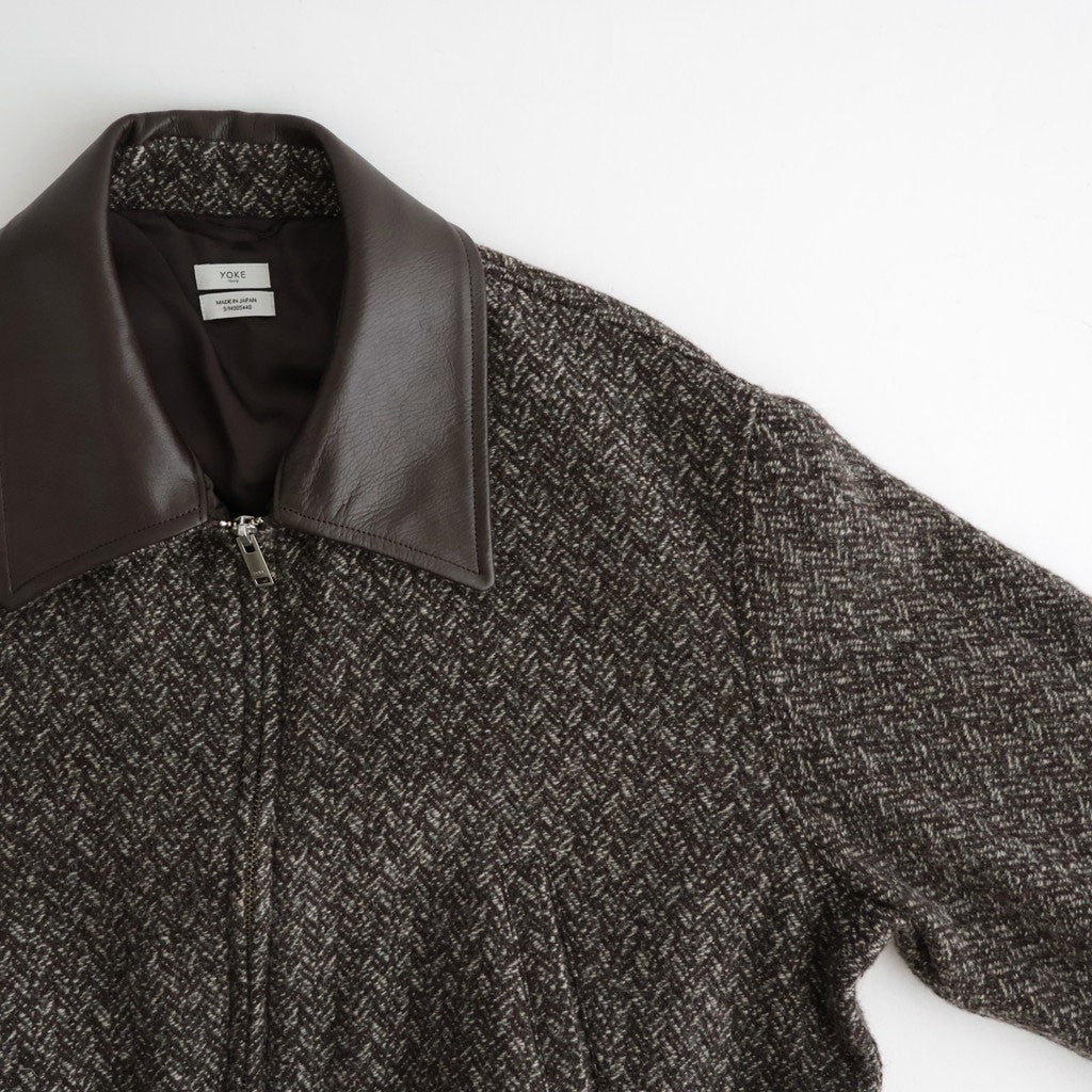 Herringborn Tweed Zip Blouson #Brown [YK26FW01314B]