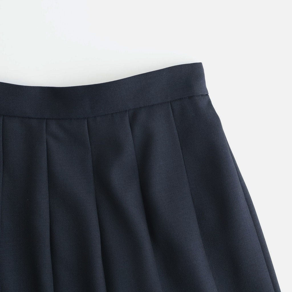 WOOL KID MOHAIR HOPSACK PLEATED SKIRT #DARK NAVY [A26SS04MH]