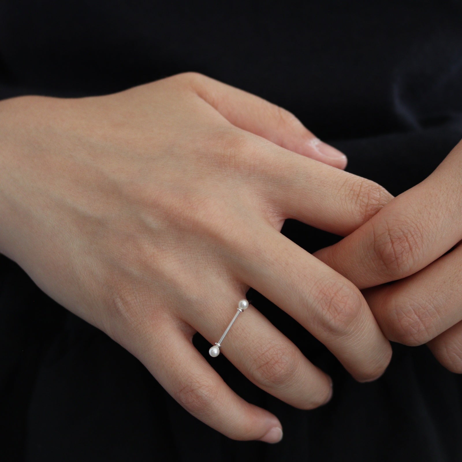 Skinny Pearl Ring #SLV [12510908]