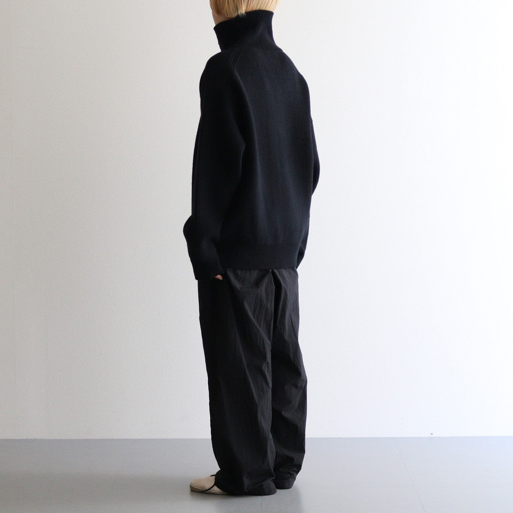 3/4 FRONT ZIP HIGHNECK RIB SWEATER #BLACK [YK24FW0829S]