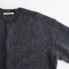 GARMENT-DYED BABY ALPACA FUR KNIT CREW-NECK CARDIGAN #DARK GRAY [A26AC01BA]