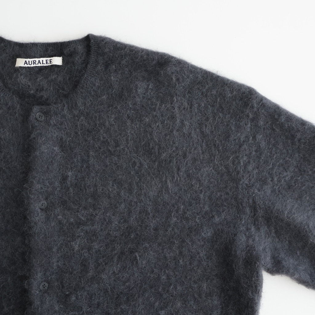 GARMENT-DYED BABY ALPACA FUR KNIT CREW-NECK CARDIGAN #DARK GRAY [A26AC01BA]