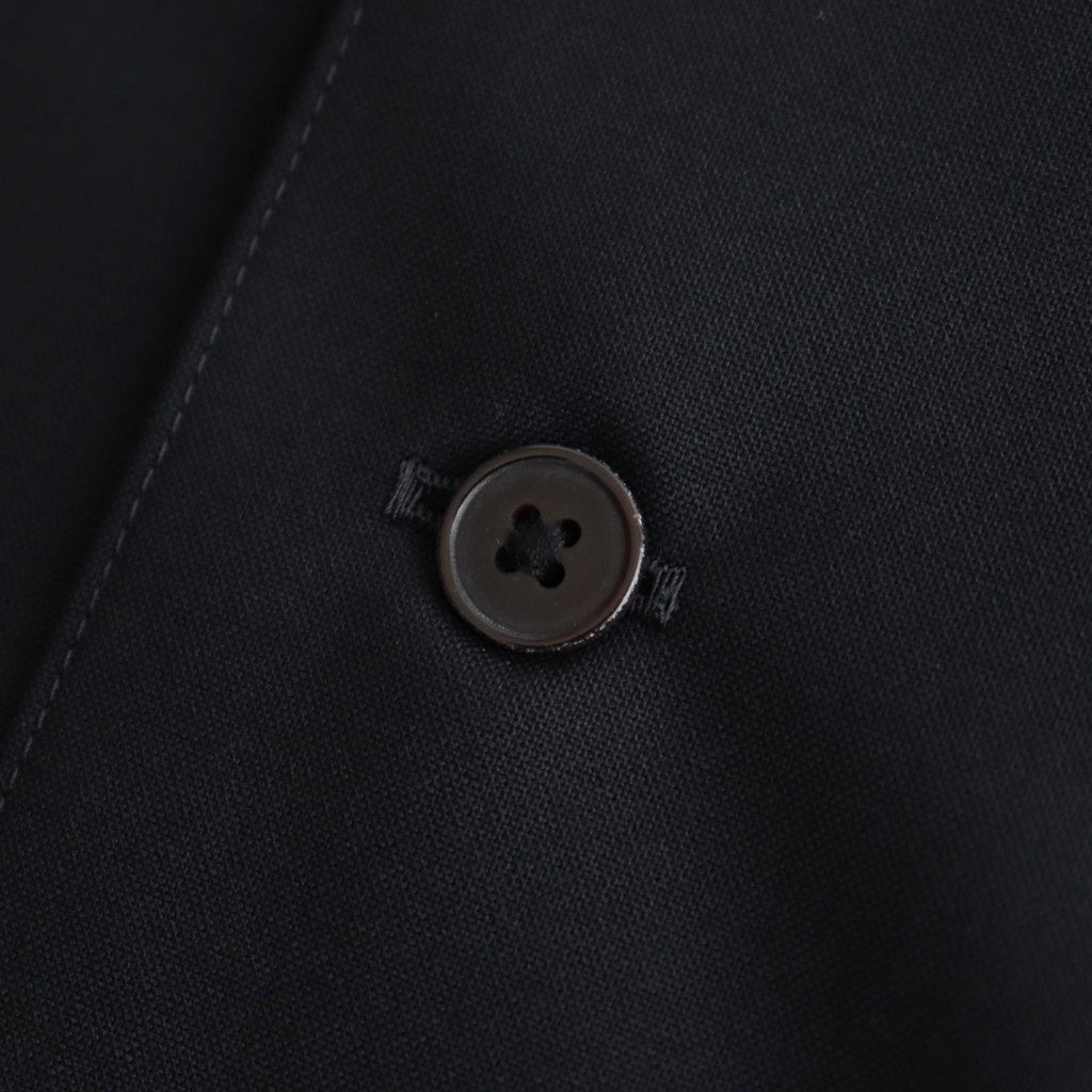 SUPER FINE TROPICAL WOOL OPEN COLLAR HALF SLEEVED SHIRT #TOP DARK NAVY [A25SS02WT]