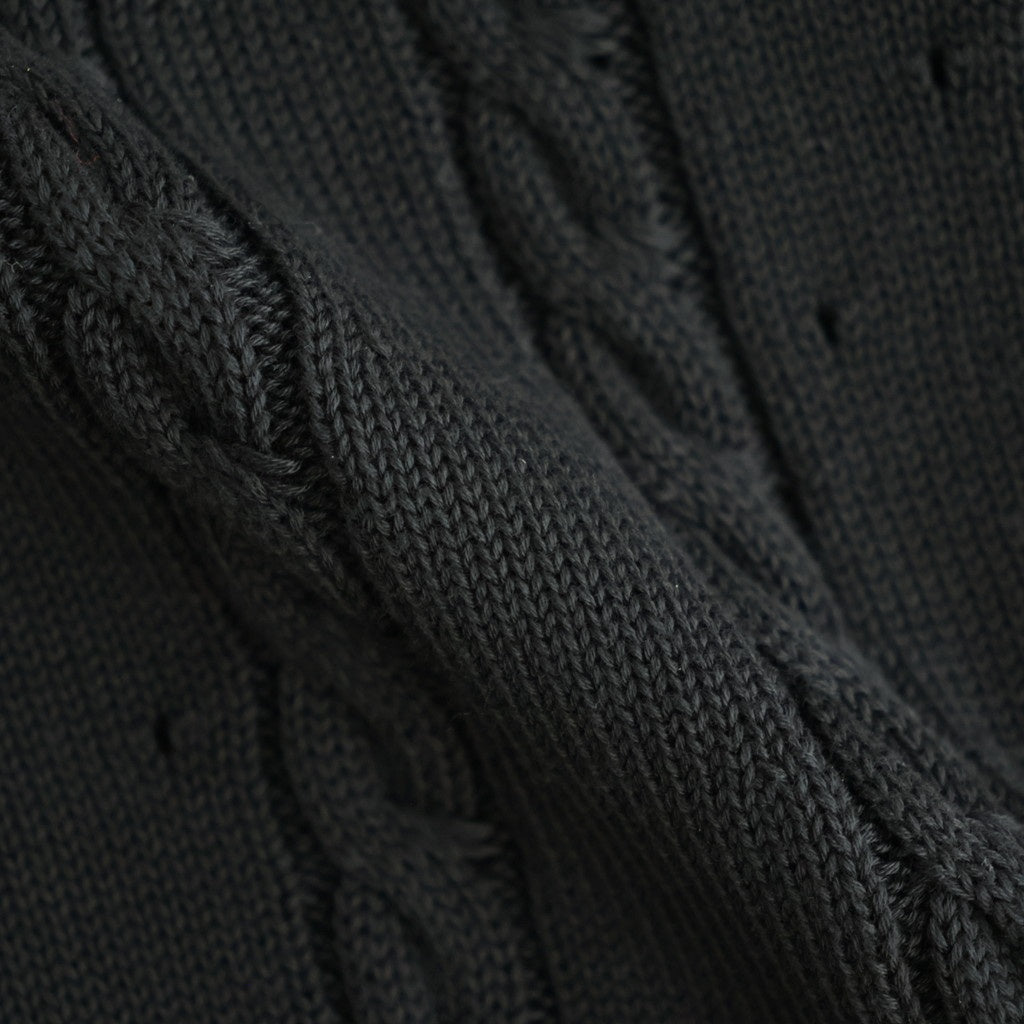 Fluid Cable-Knit V-neck Sweater #Black [YK26FW01373S]