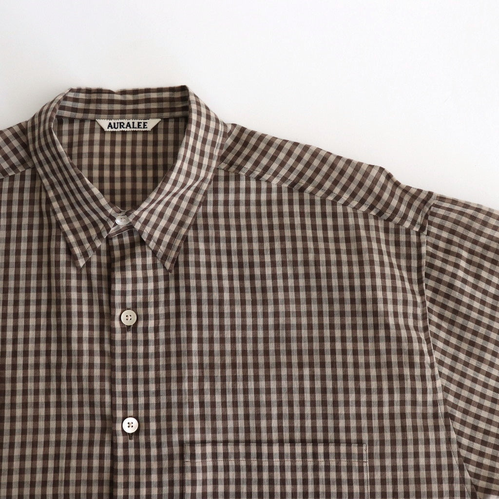 AIRY LIGHT COTTON CHECK BIG SHIRT #BROWN GINGHAM CHECK [A25SS01GC]