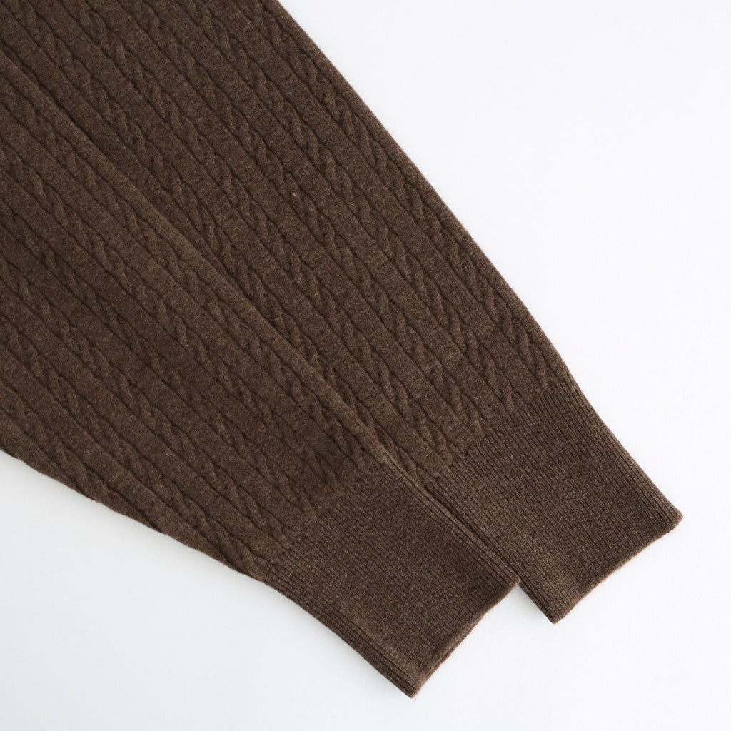 SUPER FINE WOOL ARAN KNIT P/O #BROWN [A25AP02WA]