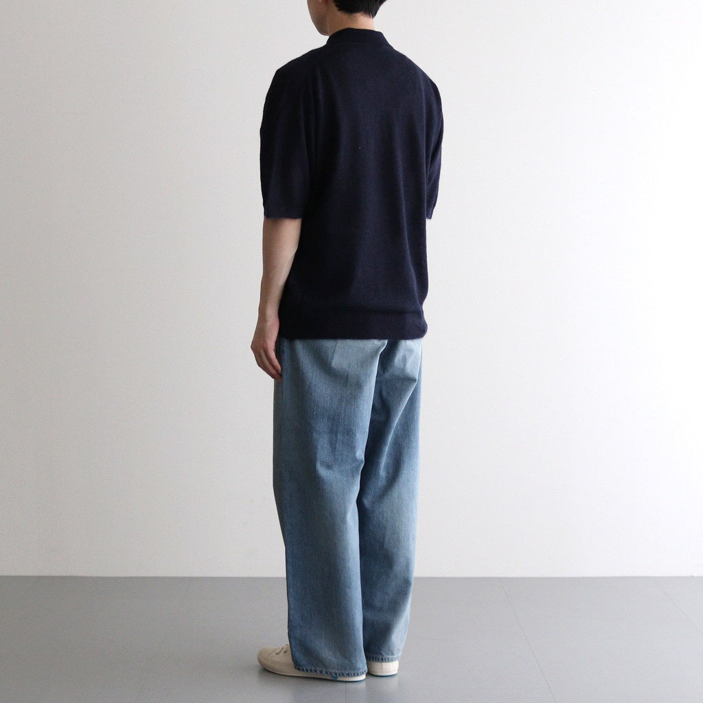 KID MOHAIR SHEER KNIT POLO #NAVY [A25SP03FG]