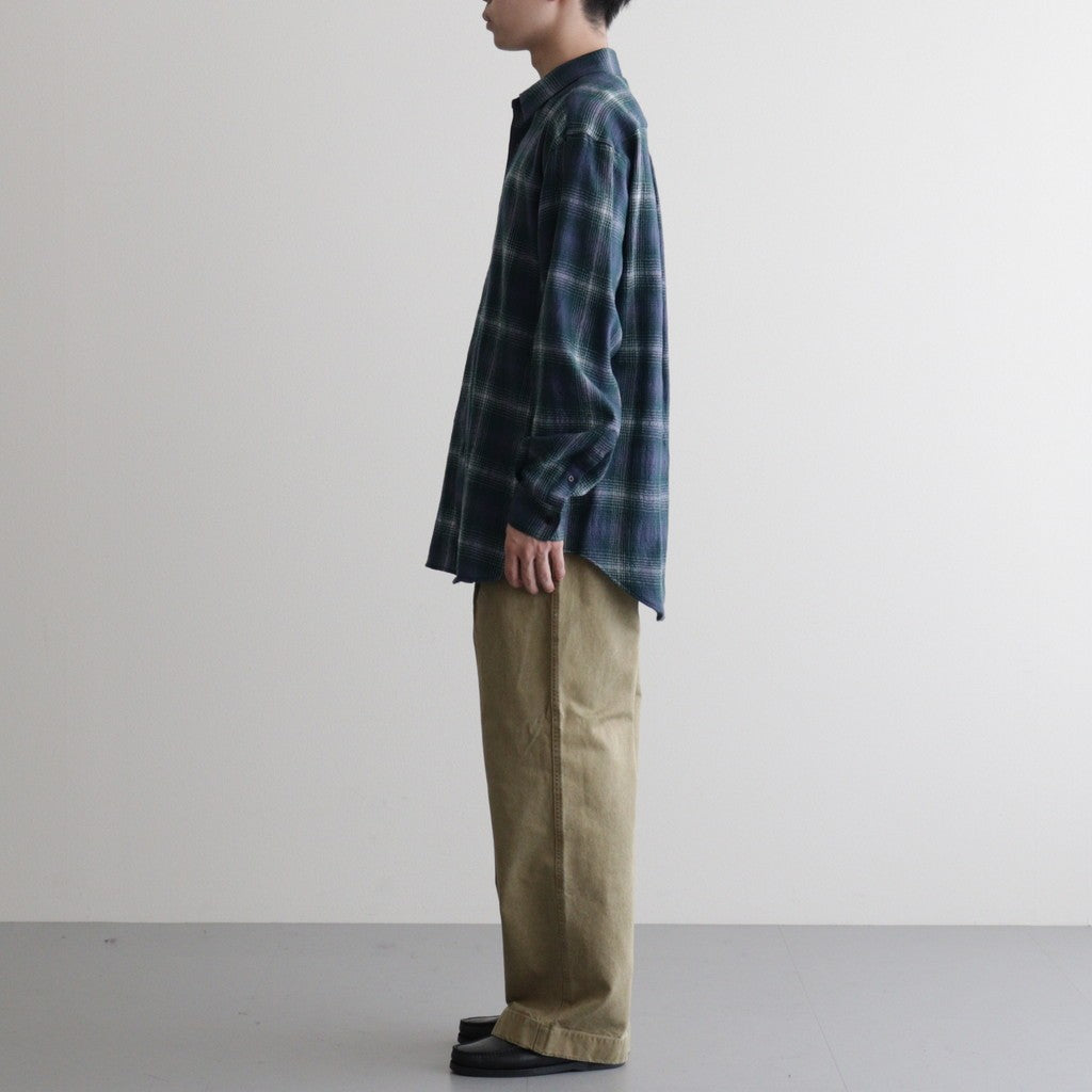 AIRY WOOL CHECK SHIRT #FOREST GREEN × NAVY [A25AS01WN]