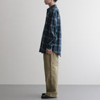 AIRY WOOL CHECK SHIRT #FOREST GREEN × NAVY [A25AS01WN]