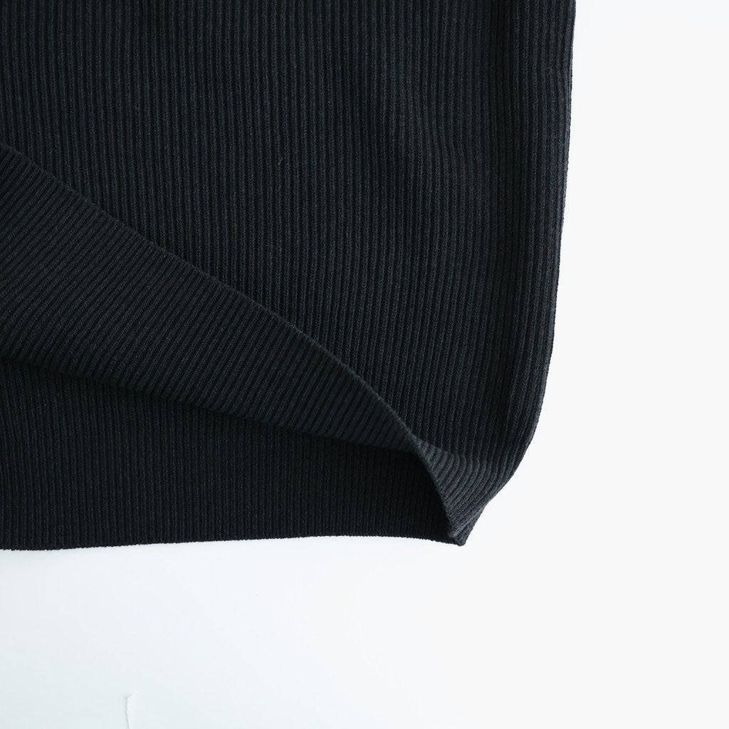 SUPER FINE WOOL RIB KNIT V-NECK P/O #TOP BLACK [A26AV03RK]
