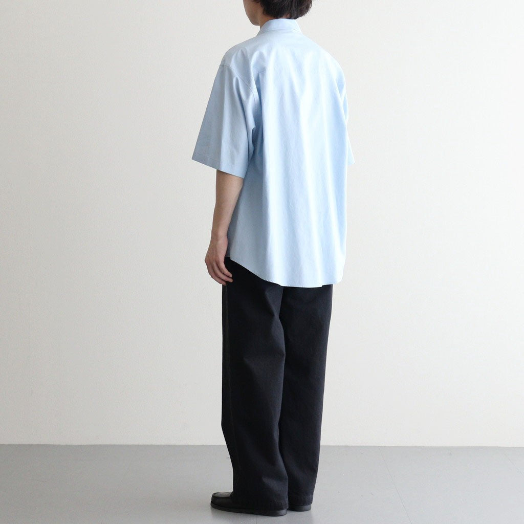 WASHED FINX TWILL BIG HALF SLEEVED SHIRT #LIGHT BLUE [A26SS03TN]