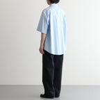 WASHED FINX TWILL BIG HALF SLEEVED SHIRT #LIGHT BLUE [A26SS03TN]
