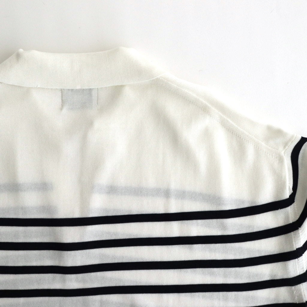 Sailor Silk Open-collar Knit #White-Navy [AOESKN015]