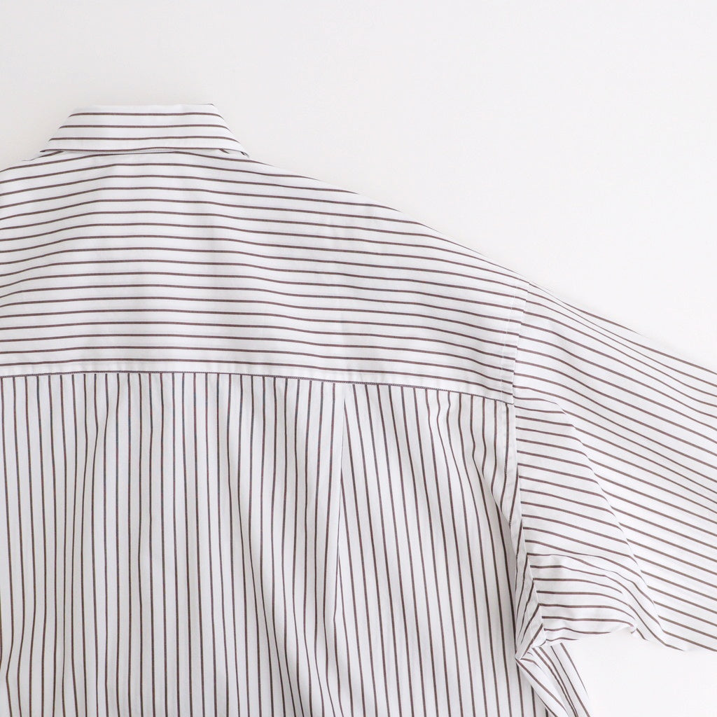 SIDOGRAS Stripe L/S Oversized Regular Collar Shirt #BROWN STRIPE [GM254-50025STB]