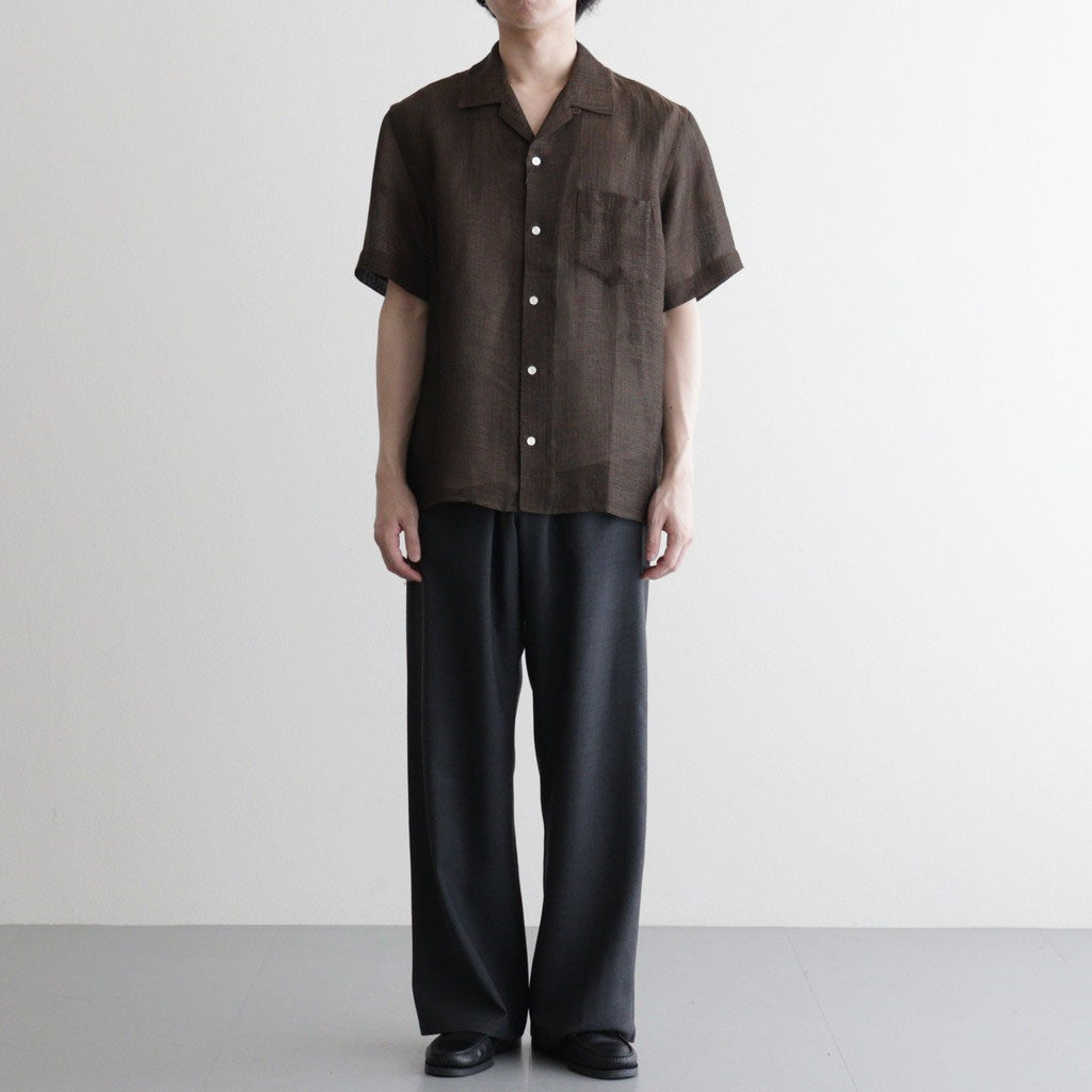 Rayon & Linen Sheer Shirt - Vintage Fabric #Dark Brown [OFH010SH32]