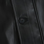 REVERSIBLE WOOL TWISTED TWILL / SHEEP LEATHER HALF COAT #BROWN CHAMBRAY × BLACK [A26AC01AN]