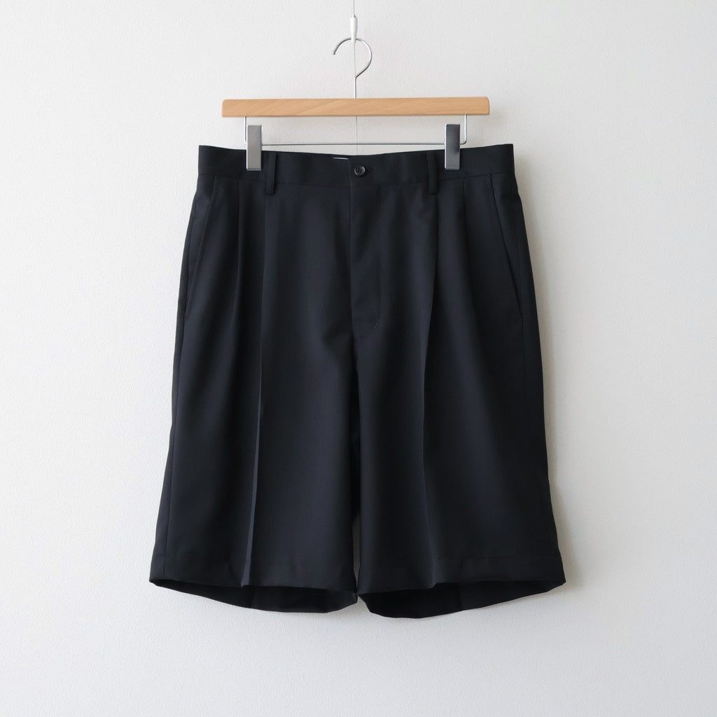Melange Herringbone Pleated Wide Shorts #BLACK [GM261-40333]
