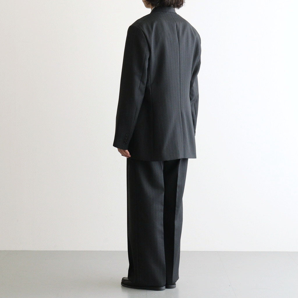 BLUEFACED WOOL TWO-TUCK SLACKS #CHARCOAL NAVY STRIPE [A26AP04BS]