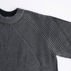 BATONER ウール梳毛片畔 ブリーチ加工 セーター #NAVY [HR-N001-051]
