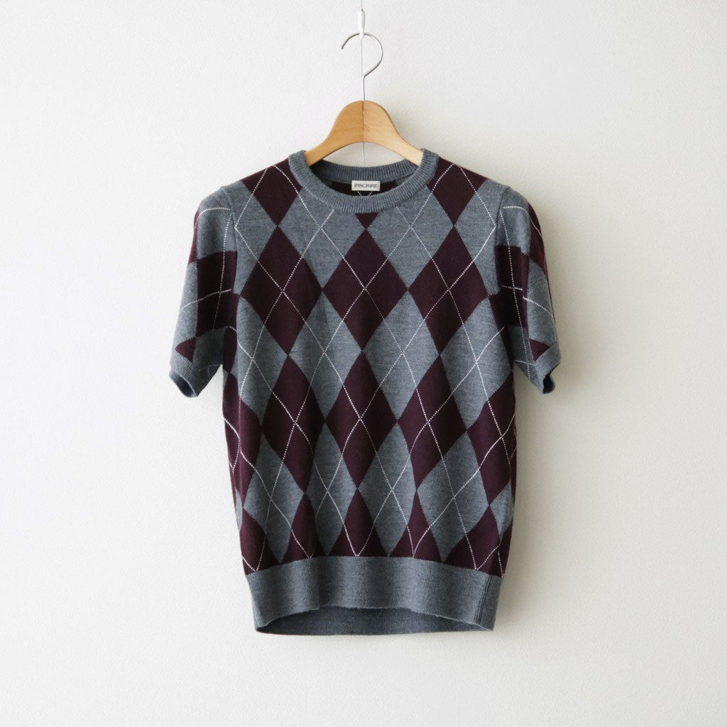 Argyle Short Sleeve #GREY×BORDEAUX [I26AW-K6]